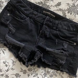 {express} black denim shorts
